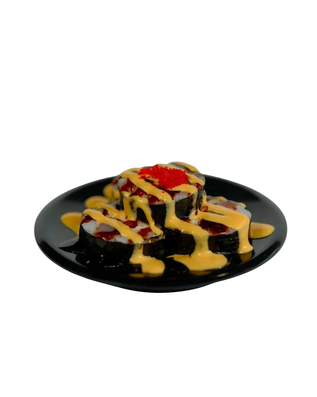 Sushi plate on conveyor belt