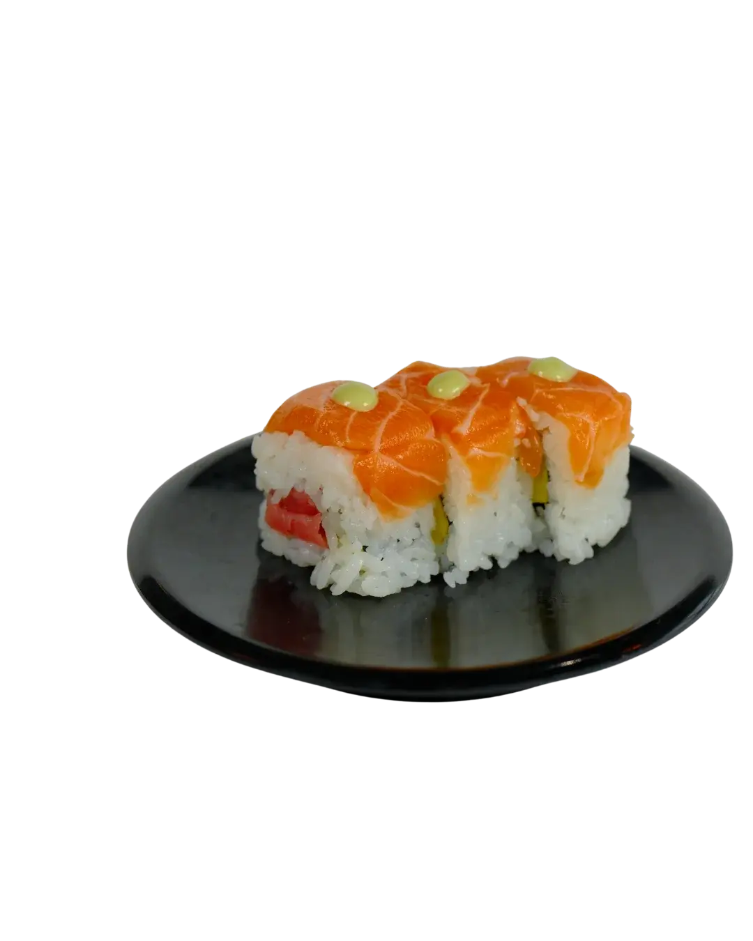 Sushi plate on conveyor belt